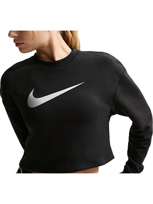 Nike Nıke W Np Df Crew Flc Tt Grx Kadın Antrenman Sweatshirts IB8979-010 Siyah