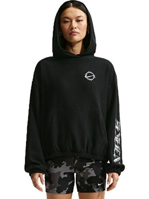 Nike Nıke W Nsw Street Gfx Po Hdy Kadın Günlük Sweatshirts IF0326-010 Siyah