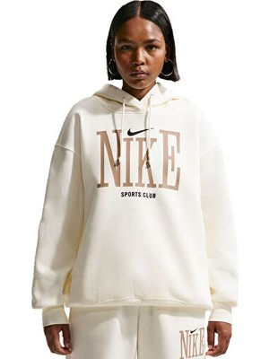 Nike Nıke W Nsw Phnx Flc Os Gfx Hdy Kadın Günlük Sweatshirts IR1735-133 Beyaz