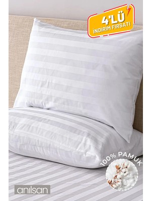 4'lü Çizgili Yastık Kılıfı %100 Pamuk– 50X70 Cm, 83TEL