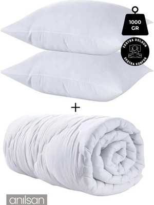 Çift Kişilik Silikon Yorgan +2 Mikrofiber Yastık Seti 1000GR