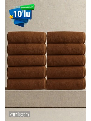 Anılsan 10'lu Düz Beyaz El Havlusu - 50x90 Cm, 225 Gr, %100 Pamuk, Spa Ve Otel Havlusu