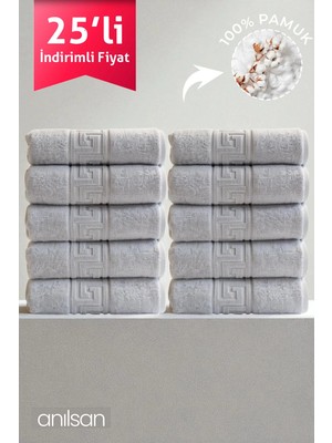 Anılsan 25'li Sarı Greek El Havlusu - 50x90 Cm, 225gr, %100 Pamuk, Spa Ve Otel Havlusu