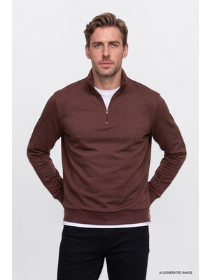 Altınyıldız Classics Standart Fit Normal Kesim Içi Polarlı Bato Yaka Pamuklu Sweatshirt
