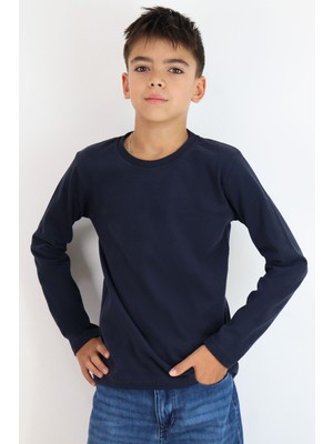 Breeze Erkek Çocuk Uzun Kollu Tişört Basic 5-14 Yaş, Lacivert
