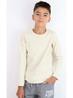 Breeze Erkek Çocuk Uzun Kollu Tişört Basic 9-14 Yaş, Krem