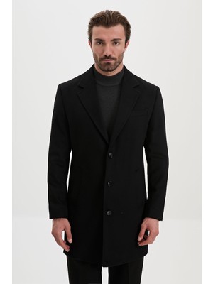 MCR Düz Slim Fit Klasik Yün Erkek Kaban