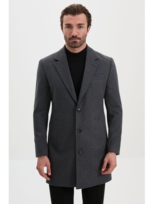MCR Düz Slim Fit Klasik Yün Erkek Kaban