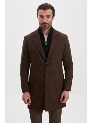 MCR Düz Slim Fit Klasik Yün Erkek Kaban
