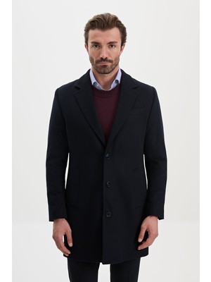 MCR Düz Slim Fit Klasik Yün Erkek Kaban