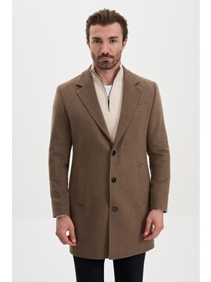 MCR Düz Slim Fit Klasik Yün Erkek Kaban