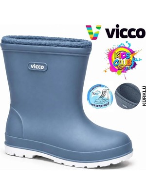 Vicco Mellow Kürklü Pvc Su Çizmesi Yağmur Botu Ortopedik Çocuk Bot Kot