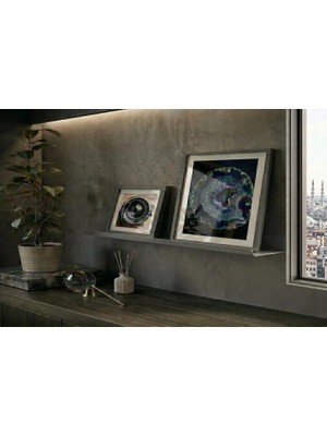 Vivense Galvaniz Metal Dekoratif Raf, Cam Gri, 40X8X4 cm