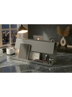 Vivense Galvaniz Metal Masa Organizeri, Cam Gri, 30X10X7 cm