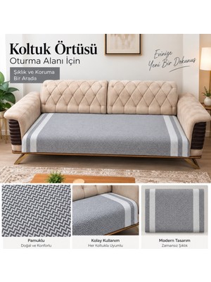 Özdilek 2 Adet Pamuklu Oturma Yerini Örten Zigzag Koltuk Örtüsü (80X210) - Antrasit