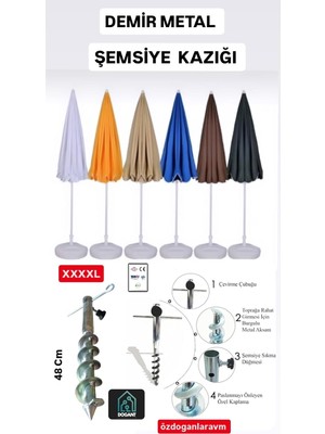 Dogant Xxxxl Fırtına Şemsiye, Metal Kazık Sabitleme Sistemi, Gri