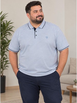 Lacaton Erkek Büyük Beden Çizgili Polo Yaka Tişört