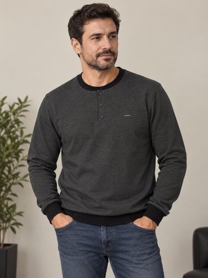 Lacaton Erkek Normal Beden Bebe Yaka Sweatshirt