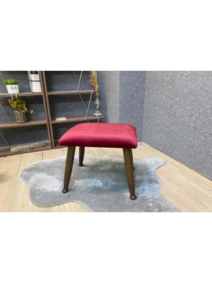 Vivense Trend Puf, Bordo, Ceviz Ahşap Ayak