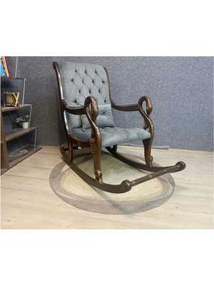 Vivense Vintage Sallanan Sandalye, Gri, Ahşap, Ceviz Ayak