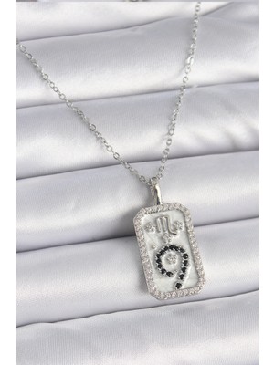 Pileli Store 316L Çelik Gümüş Renk Zincir Akrep Burcu Zirkon Taşlı Kadın Kolye TG27BKO9453