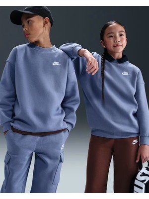 Nike FD2923-499 Sportswear Club Fleece Büyük Çocuk Bol Kesimli Sweatshirt - Lila