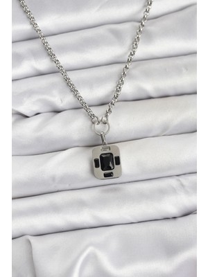 Pileli Store 316L Çelik Zincir Gümüş Renk Vintage Model Kadın Kolye TG27BKO10686