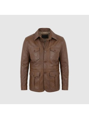 Togo Taba Erkek Casual Deri Ceket [TG810054]