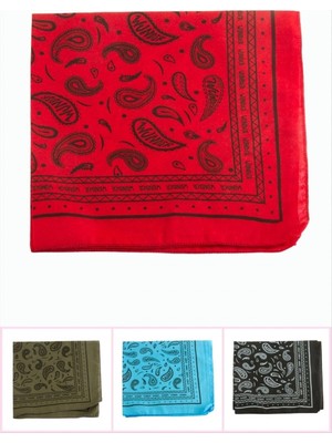 Pileli Store Çini Desenli Keten Bandana 50*50