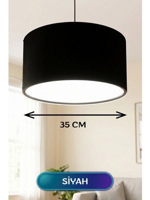 Pileli Store Siyah Kumaş Başlıklı Sarkıt Avize 35 cm