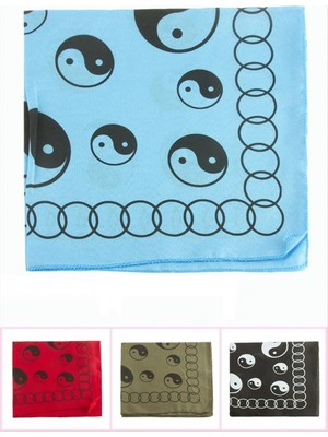 Pileli Store Yin Yang Desenli Keten Bandana 50*50