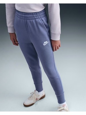 Nike FD2921-499 Sportswear Club Fleece Büyük Kız Çocuk Yüksek Belli Dar Kesim Pantolon - Lila
