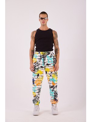Super Blue Mexico Erkek Sarı Grafiti Desenli Jogger Pantolon
