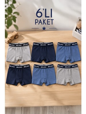 Belinoplus Düz Penye Likralı Erkek Çocuk Boxer 6 Lı Paket