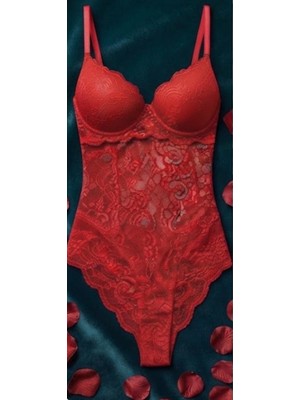 Lapita Lingerie Dantelli Kırmızı Tulum