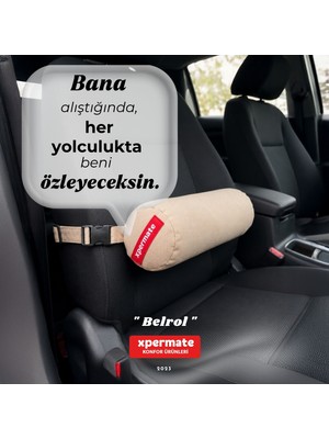 Xpermate Oto Koltuk Yastığı Yıkanabilir Kılıflı Bel Destek Araç Minderi 43X12 cm Bej
