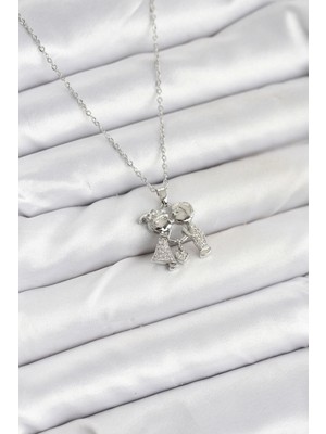 Pileli Store 316L Çelik Zincir Gümüş Renk Erkek Kız Model Kadın Kolye TG27BKO10618