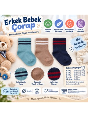 Assn Erkek Bebek Çorap USB2200 Su Yeşili (Adet Fiyatıdır)