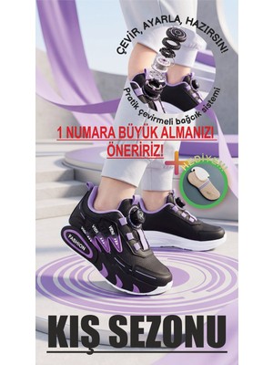 Prokids Veni Vidi Vici (Kışlık)Tasarımlı Hafif Taban Bağcık Mekanizmalı Kız Çocuk Spor Ayakkabı + Çorap Hediye