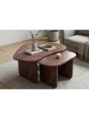Vivense Stones Orta Sehpa, Rosso Mermer