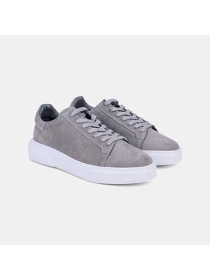 Desa Erkek Gri Bağcıklı Kalın Beyaz Tabanlı Süet Sneaker
