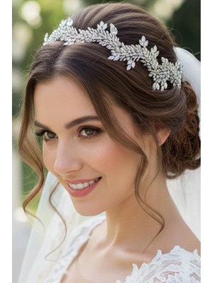 Hayalperest Boncuk Gelin Tacı Kristal Taşlı El Yapımı Lüks Gelin Saç Aksesuarı Nişan ve Nikah Tacı