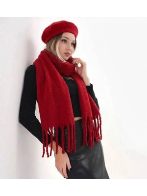 ALDAIYR Premium Soft Buklet Atkı Fransız Ressam Bere 2'li Kombin