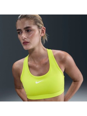Nike Swoosh DX6821-389 Orta Destekli Pedli Kadın Spor Sütyeni - Cyber