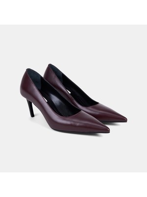 Desa Kadın Bordo Sivri Burunlu Deri Klasik Stiletto