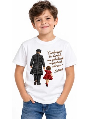 Alfa Tshirt Cumhuriyetin Çocukları – 29 Ekim Cumhuriyet Bayramı Dtg Baskılı Beyaz Tişört