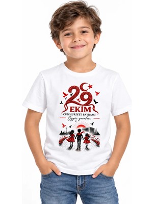 Alfa Tshirt Sonsuza Dek Cumhuriyet – 29 Ekim Cumhuriyet Bayramı Dtg Baskılı Beyaz Tişört