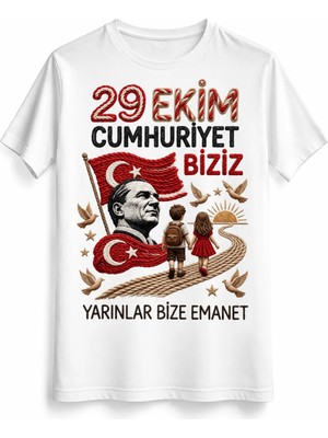 Alfa Tshirt Cumhuriyet Çocuğu Örgü – 29 Ekim Cumhuriyet Bayramı Dtg Baskılı Beyaz Tişört