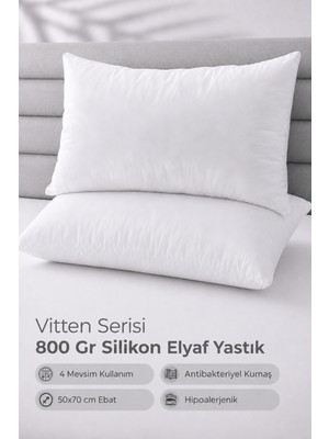Hig Store Vitten  %100 Silikon Elyaf Dolgu Antibakteriyel Yastık - Otel Tipi 800 gr 2 Adet