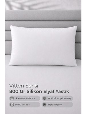 Hig Store Vitten Serisi %100 Silikon Elyaf Dolgu Antibakteriyel Yastık - Otel Tipi 800 gr 1 Adet